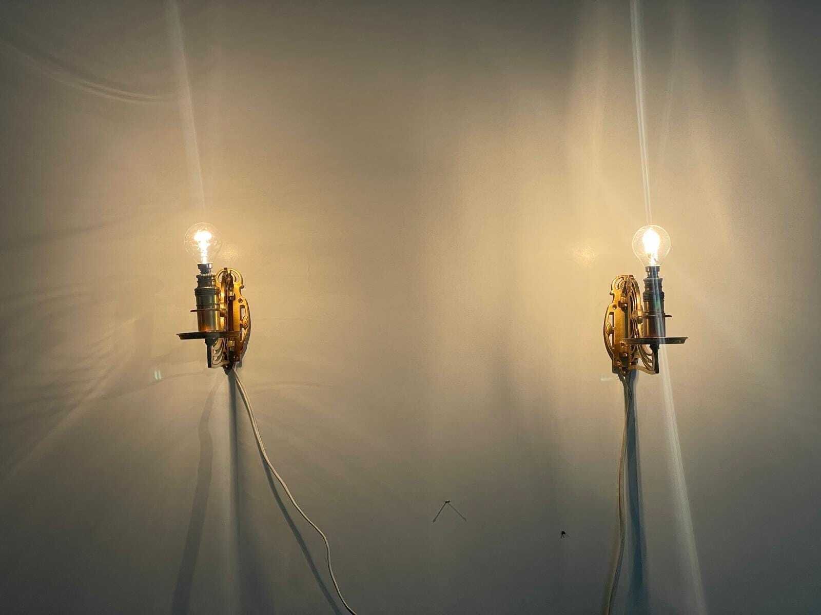 Exclusive Brass Art Nouveau Pair Of Wall Lights, 1920s, Germany photo buy