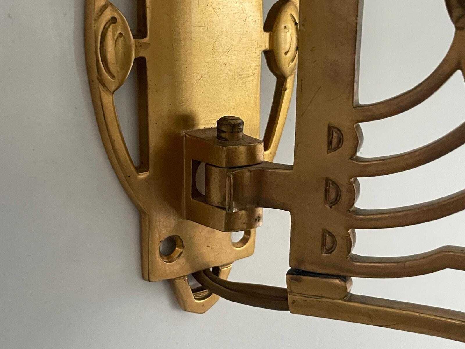 Lighting Exclusive Brass Art Nouveau Pair Of Wall Lights, 1920s, Germany photo