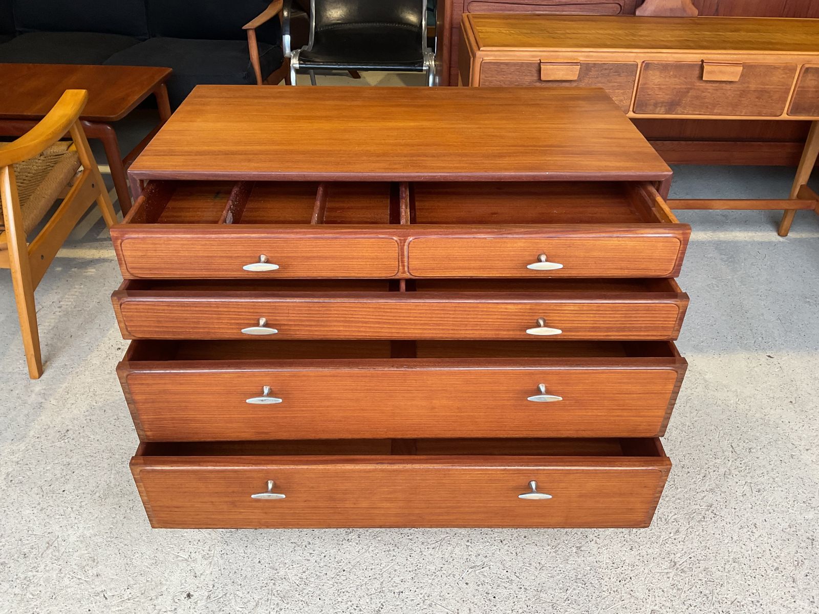 Mid Century Teak Chest Of Drawers photo for sale