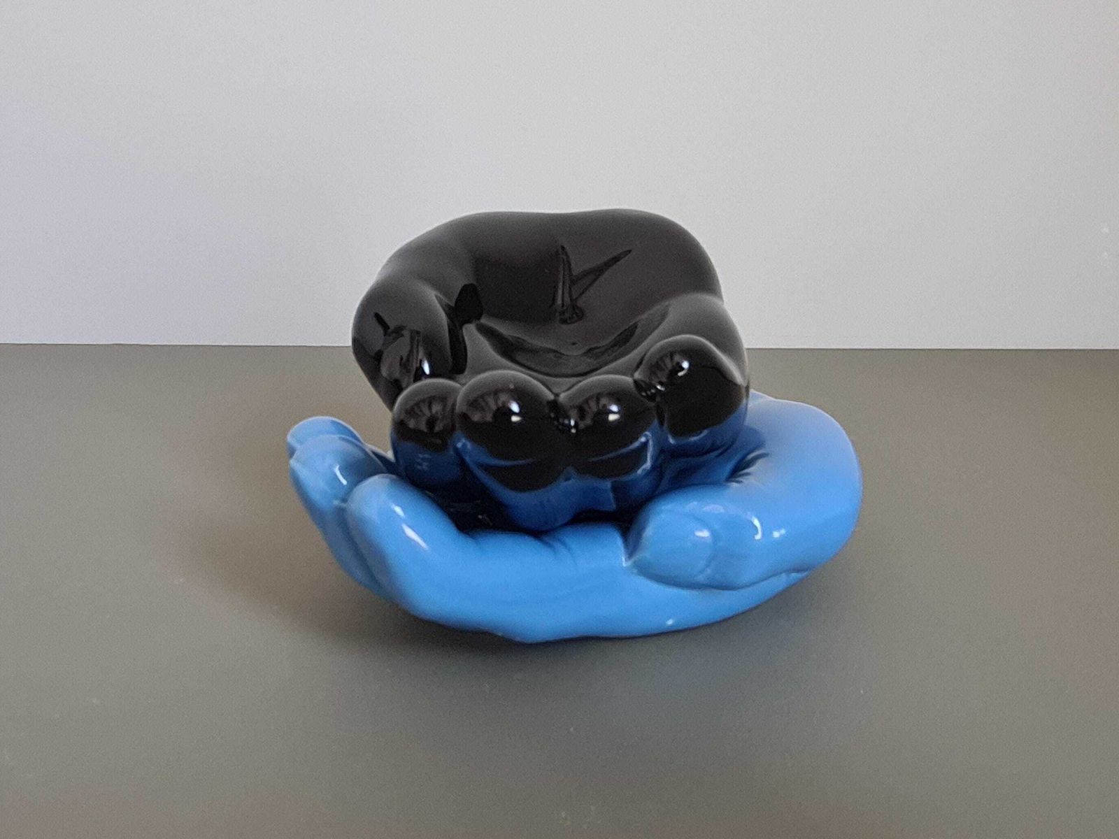 photo furniture Vintage Blue Ceramic Hand Trinket Dish   1970s Decorative Sculpture   Retro Design Object, Centerpiece, Home Decor, Soap Dish