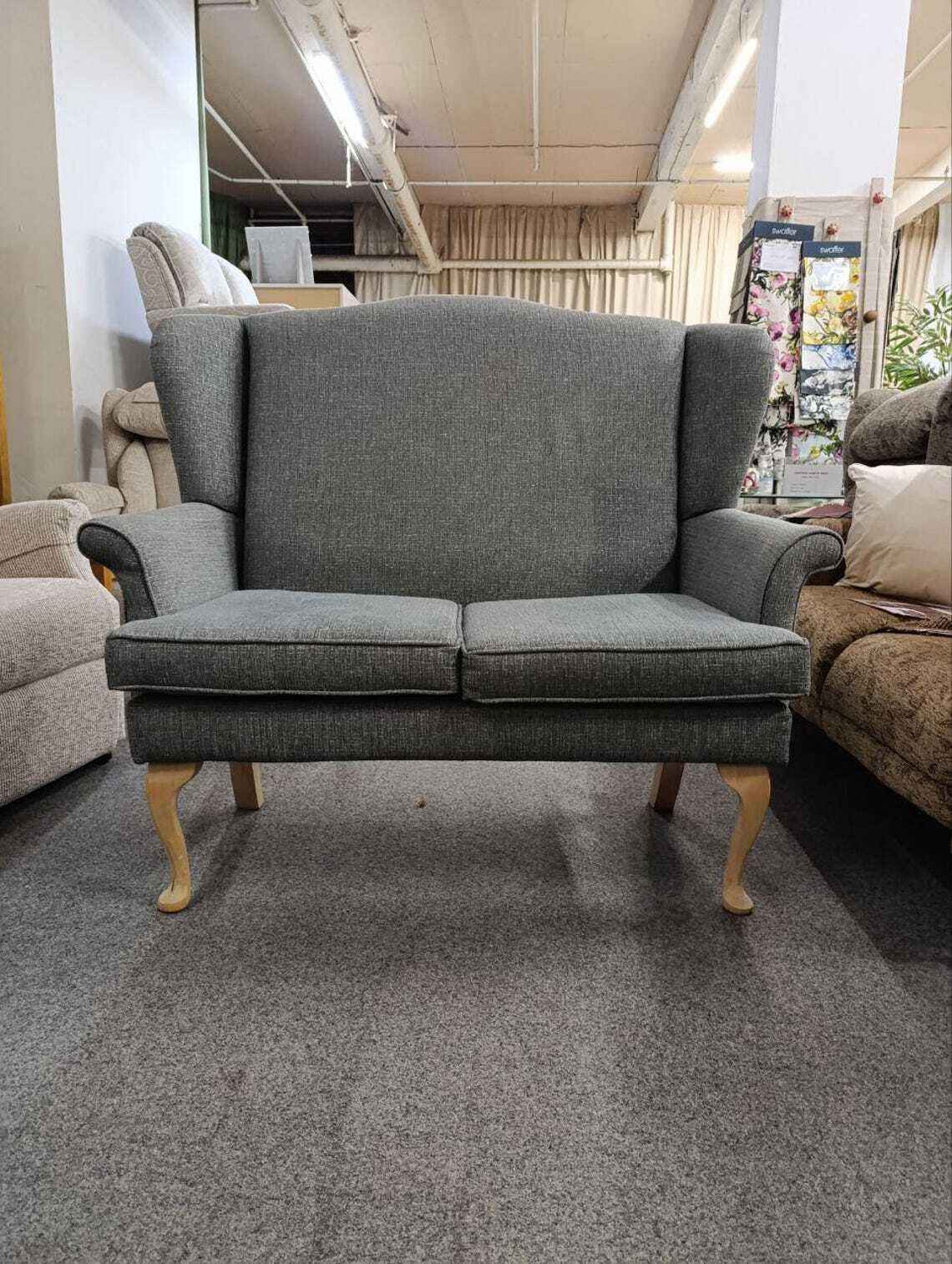 British Upholstered Wingback Two Seater Sofa  Brand New Upholstery (Higher Seat For Easier Access)