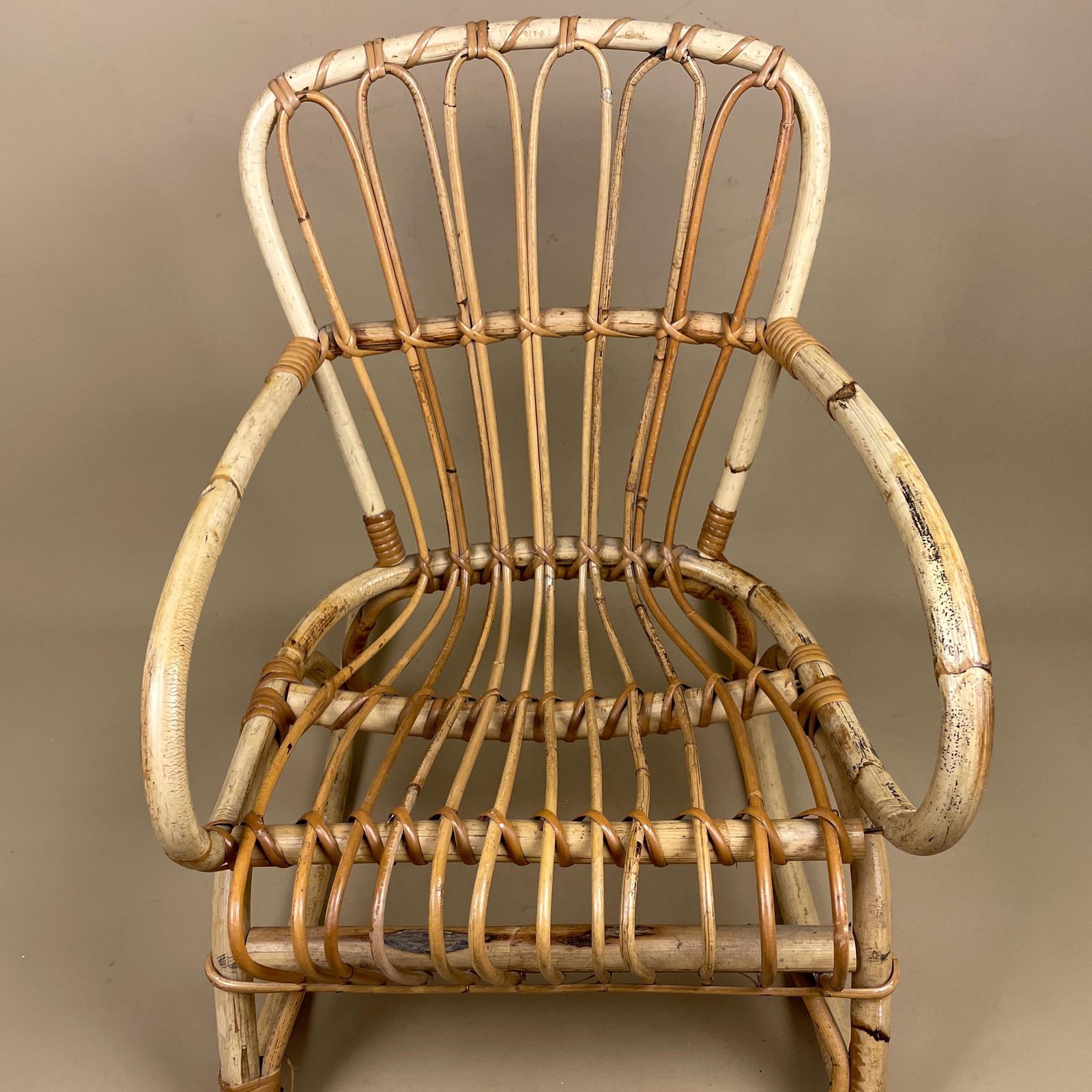 Vintage Childs Wooden Chair Teddy Seat Woven Rush Seat Bamboo Rocking Rustic Country Cottage Small Chair Handmade Decor Playroom Display photo for sale