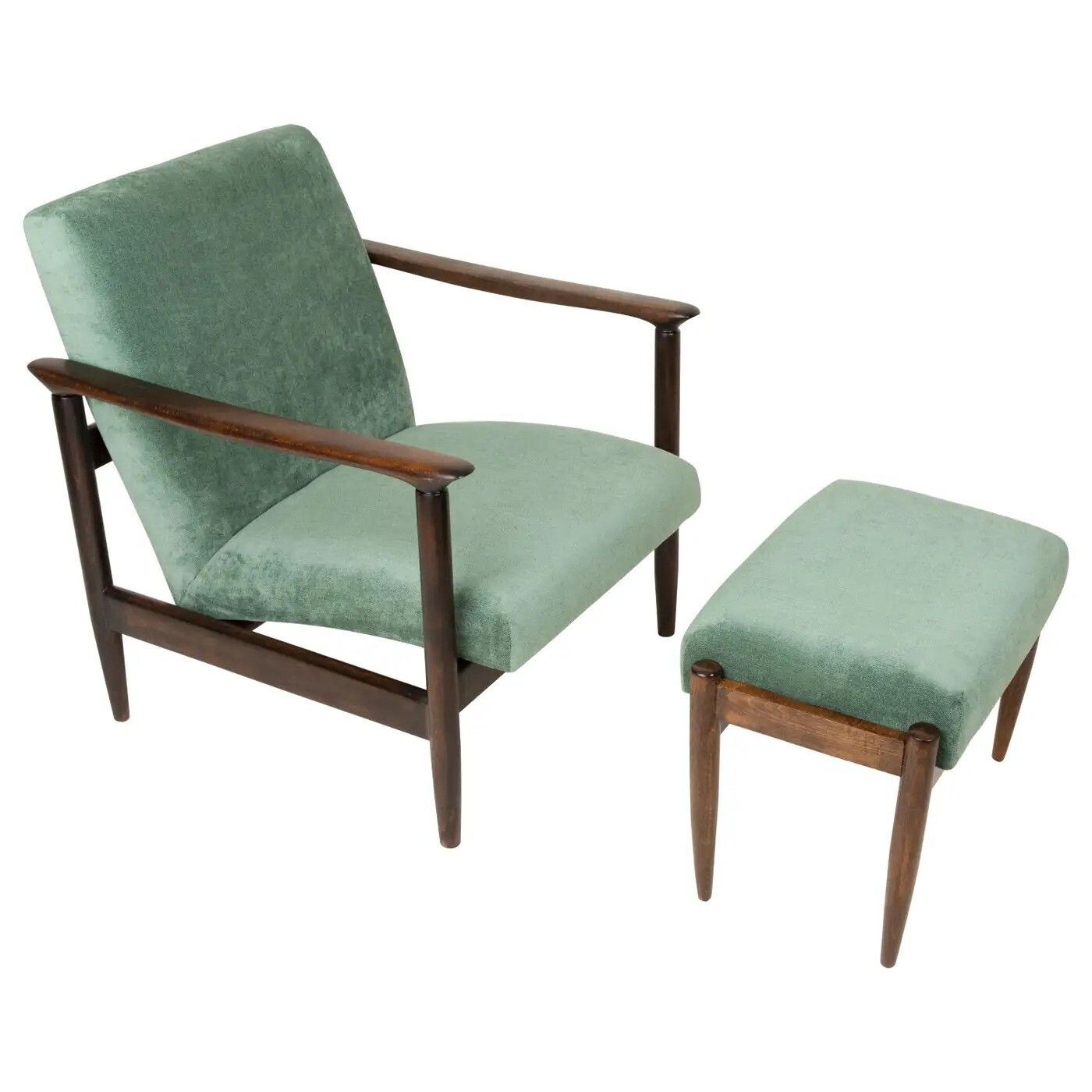Green Apple Armchair And Stool, Edmund Homa, Gfm 142, 1960s, Poland