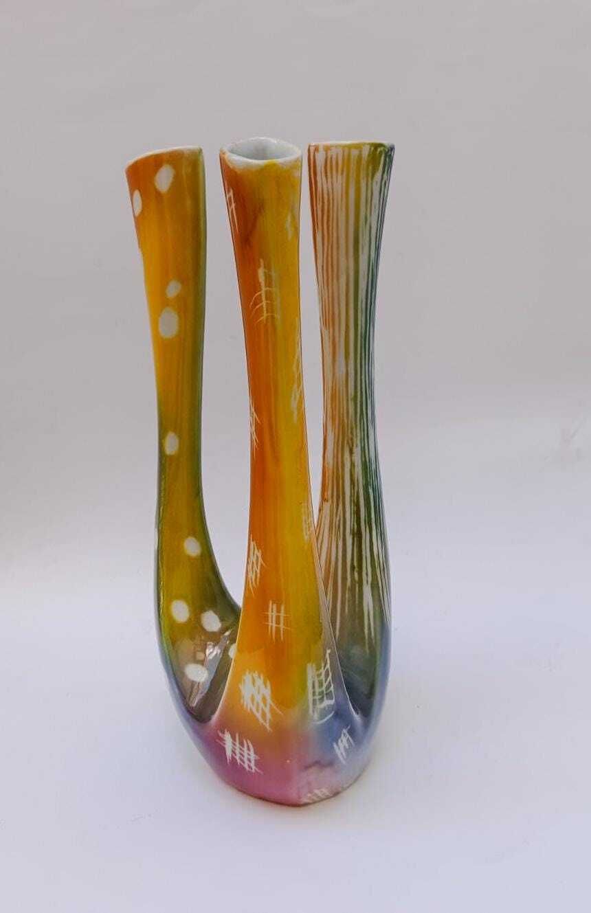 Extraordinary Marisa Salerno Ernestine Vase With 3 Mouths, Space Age Design, 1970s, Size Xxl