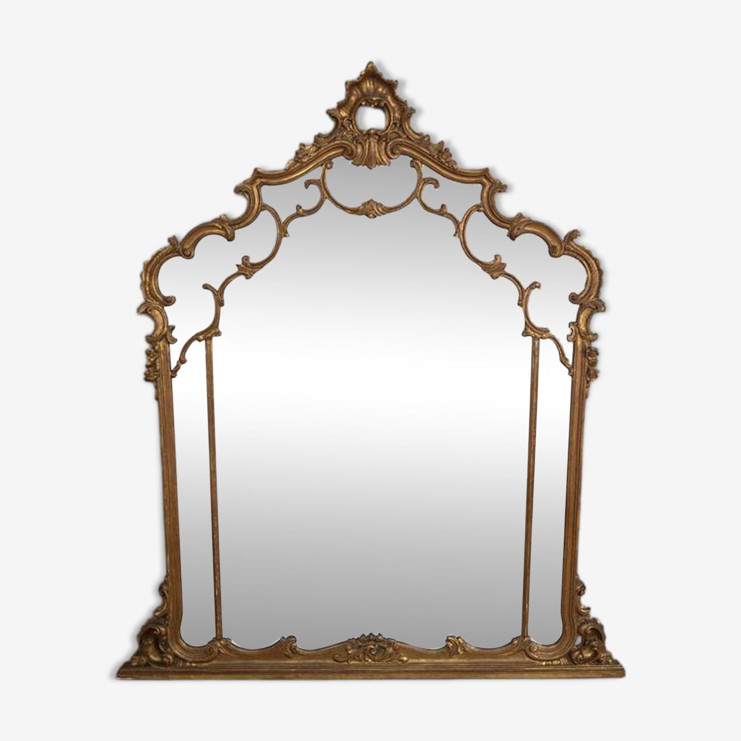 Early 20th Century Gilded Wooden Wall Mirror In Baroque Style