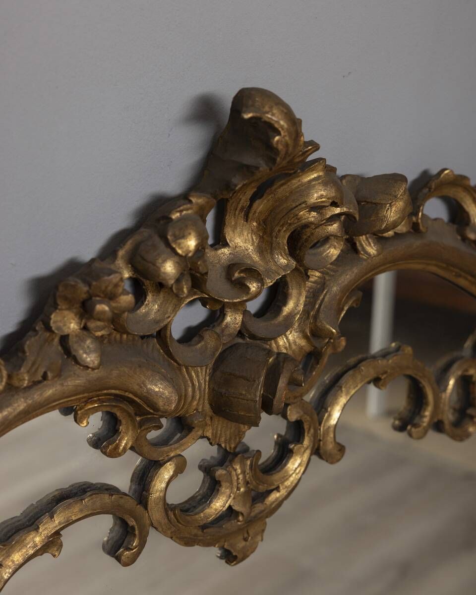 Large Early 20th Century Wall Mirror In Gilded Wood, Baroque Style photo for sale