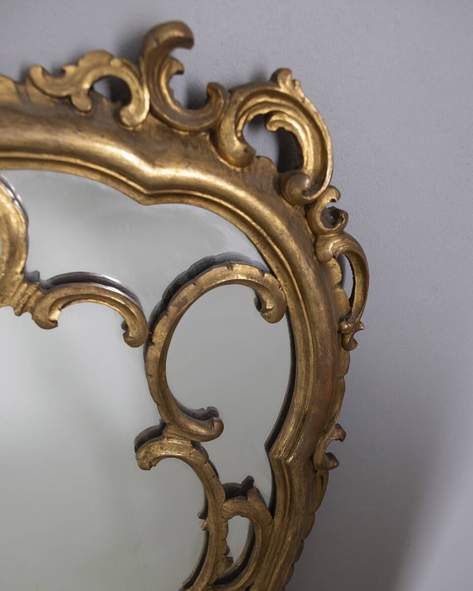 Home Decor Large Early 20th Century Wall Mirror In Gilded Wood, Baroque Style photo