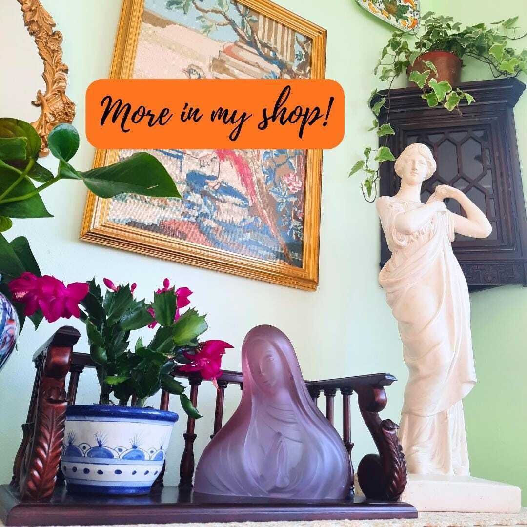 Art Deco Virgin Mary Madonna Glass Bust By Franz Hagenauer For Curt Schlevogt, 1937. Chameleon Neodymium Glass Figurine Alexandrite photo furniture