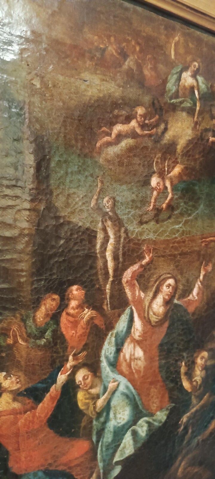 836.0 Dipinto Antico .  Olio Su Tela Assunzione Della Vergine XVIII Secolo photo