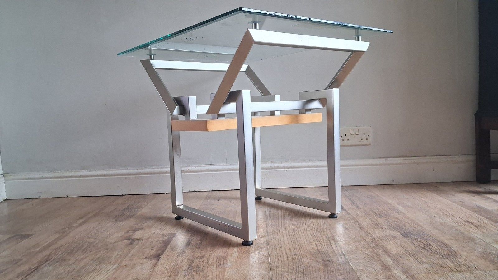 photo for sale 1980's Contemporary Industrial  Mid Century Designer Drinks /Coffee Table