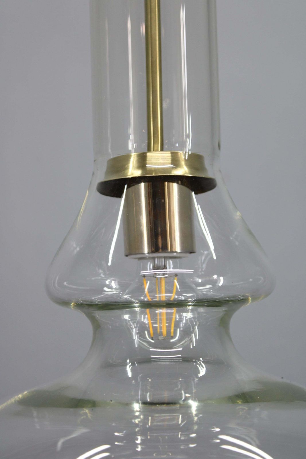 Mid Century Czech Glass Pendant Light Brass Finish 1970s Modern Rewired photo buy