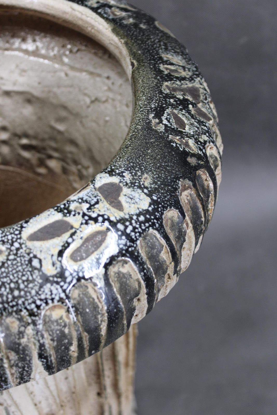 1970s Czechoslovak Brutalist Ceramic Vase, Large Textured Mid Century Pottery photo 494.0