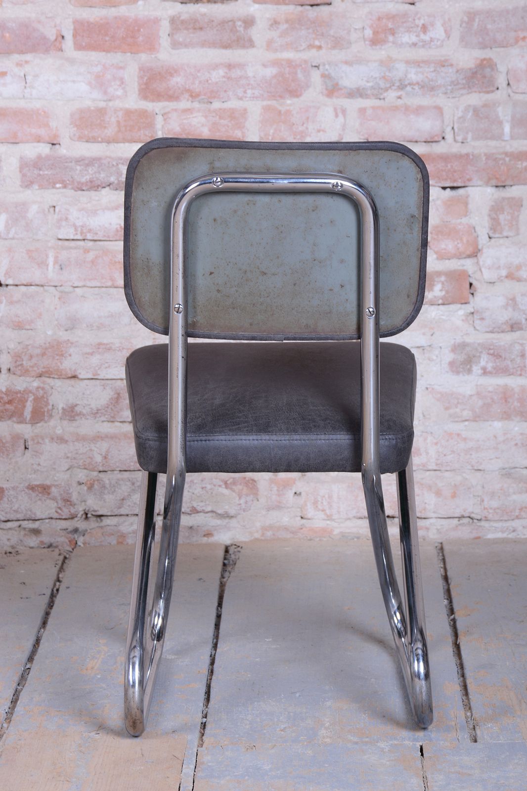 Restored Bauhaus Chair, Genuine Leather, Chrome, Steel, Germany, 1930s photo buy