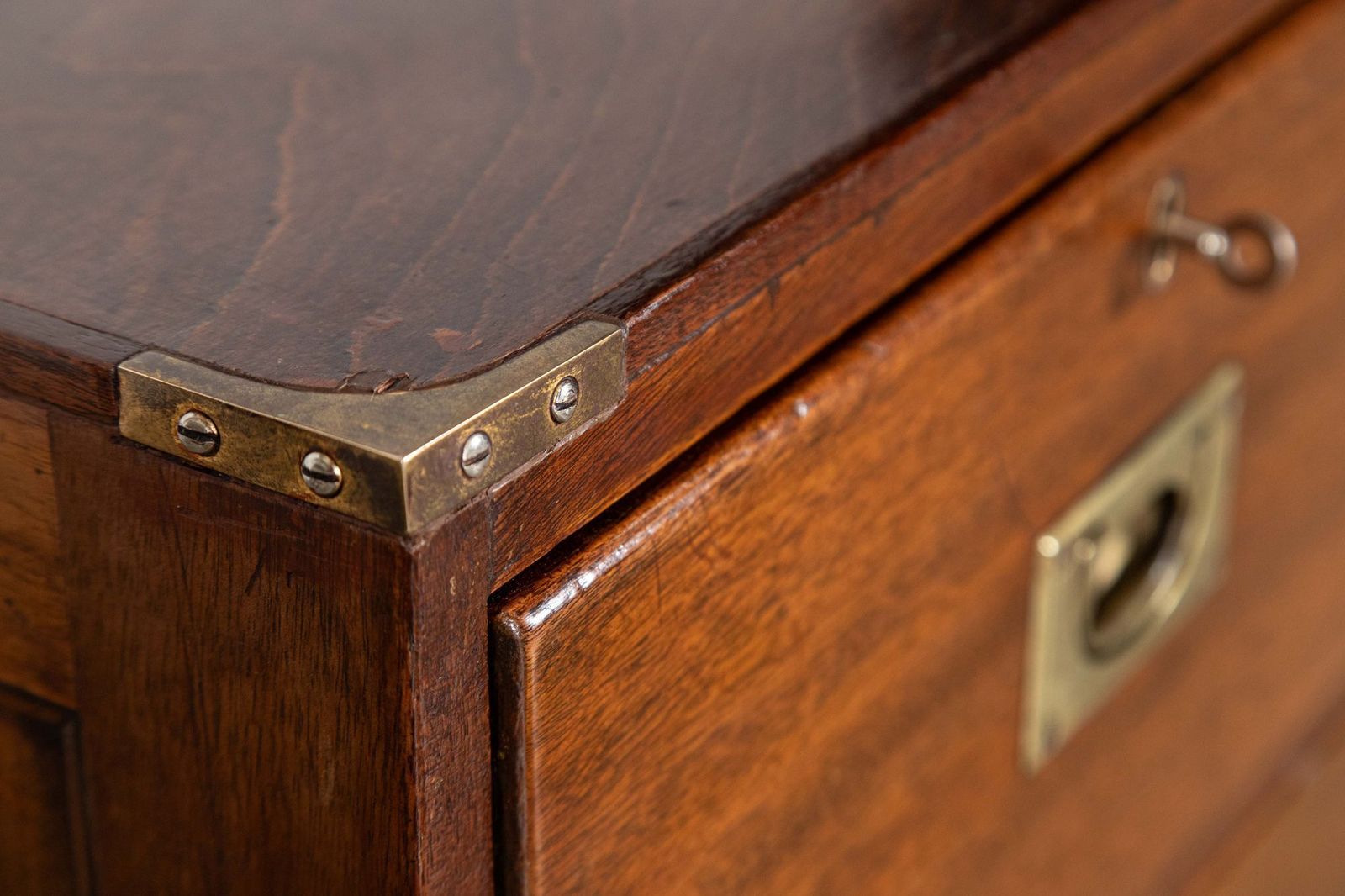 3163.0 English 19thc Mahogany Campaign Chest photo