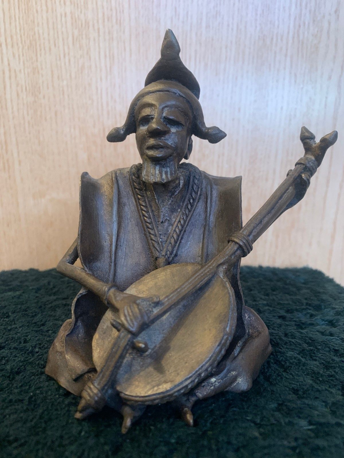 Vintage West African Bronze Musician Sculpture Early Mid 1900's photo Art