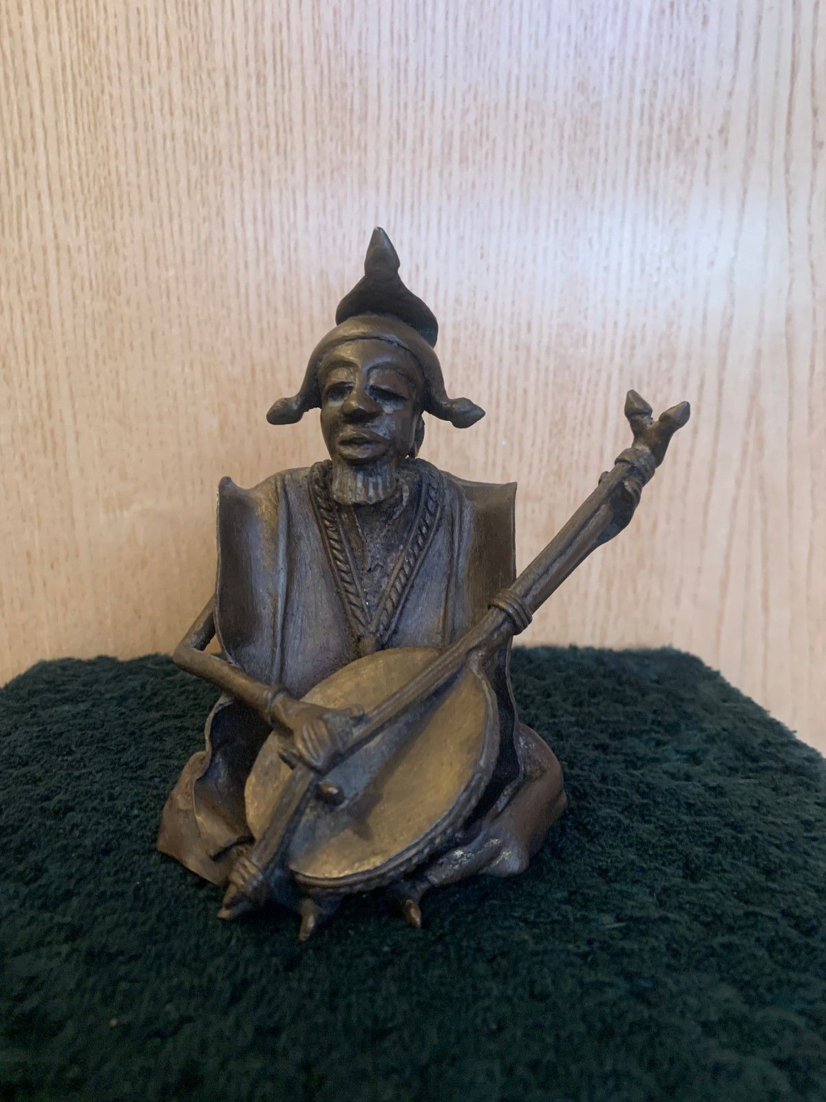 Vintage West African Bronze Musician Sculpture Early Mid 1900's photo 129.0