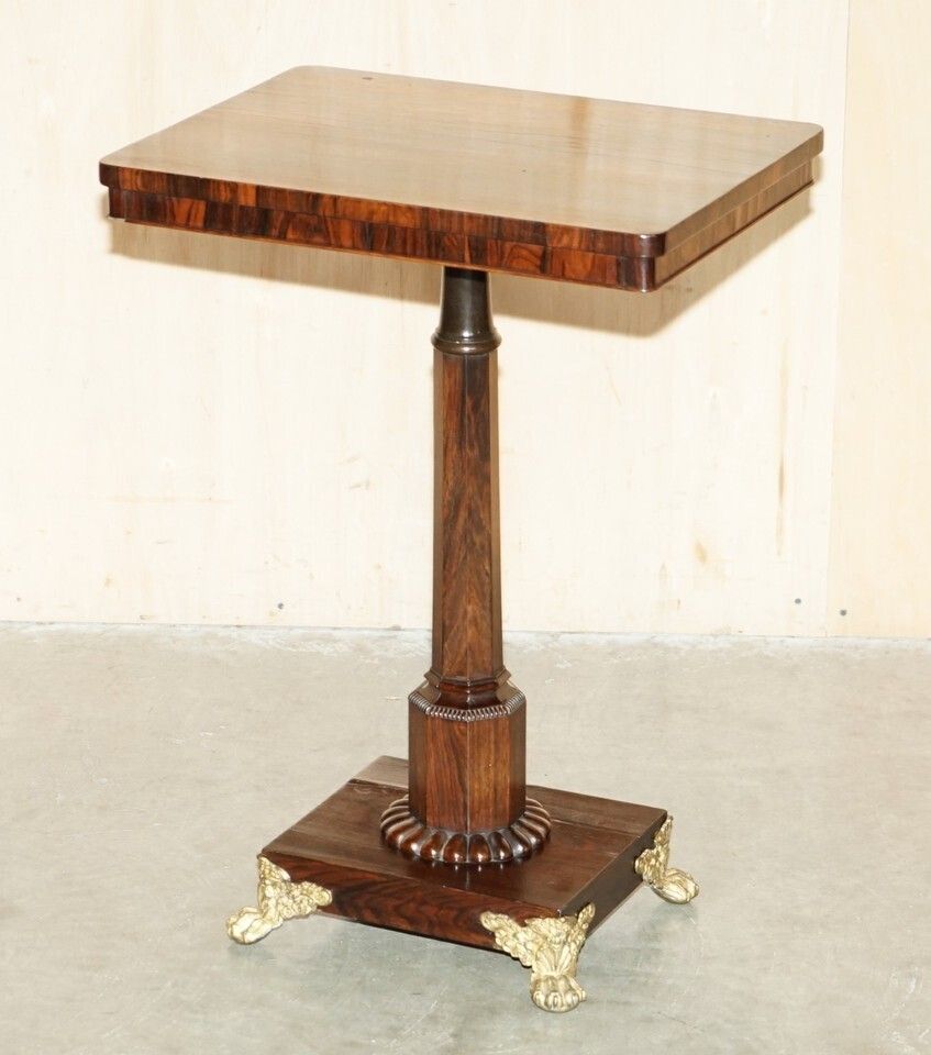 Stunning Antique William IV 1830 Rosewood With Ormolu Mounted Feet Side Table photo furniture