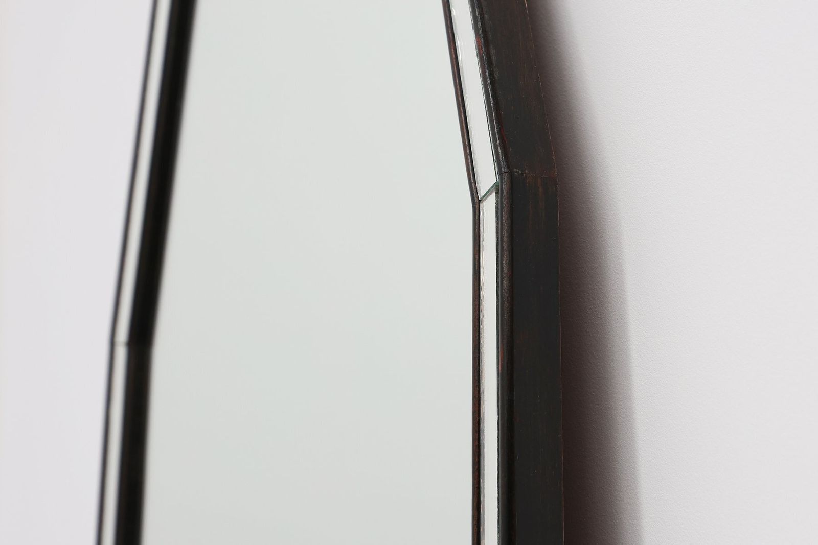 Mid Century Modern Graphical Octagonal Mirror With Black Wooden And Mirror Frame, 1960s photo vintage