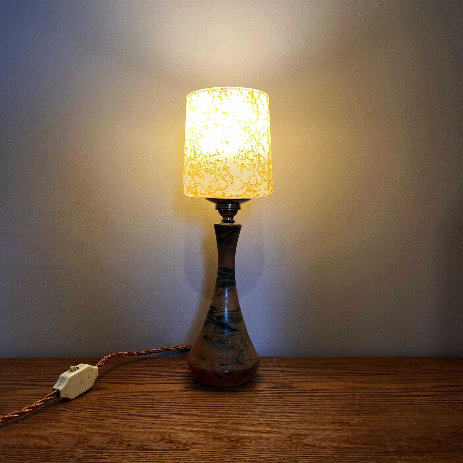 Art Deco Wood & Resin Lamp With Glass Shade. photo furniture