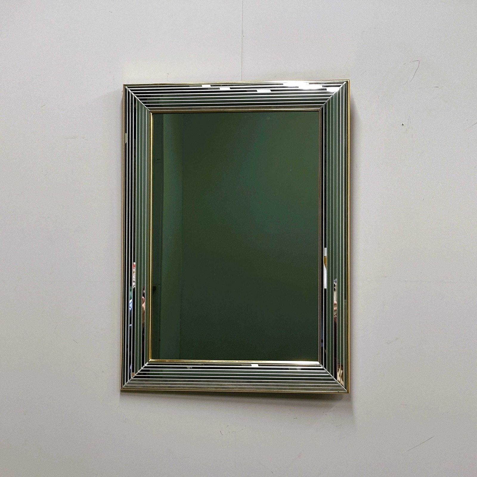 Deknudt 1980s “Disco” Mirror With Layered Bevelled Frame & Gilttrim photo vintage
