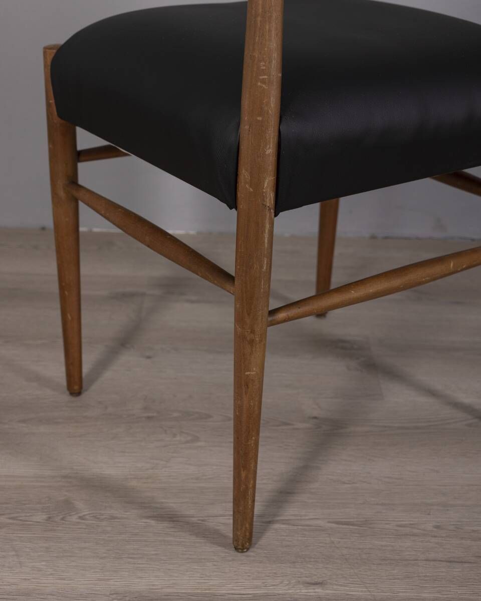 Set Of 4 Vintage 1960s Teak Wood Chairs With Italia photo buy