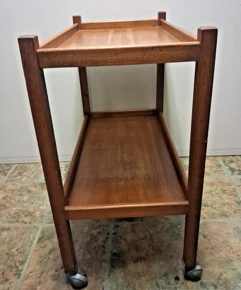 Vintage Teak Trolley Bar Drinks Cart On Casters 1960s photo 350.0