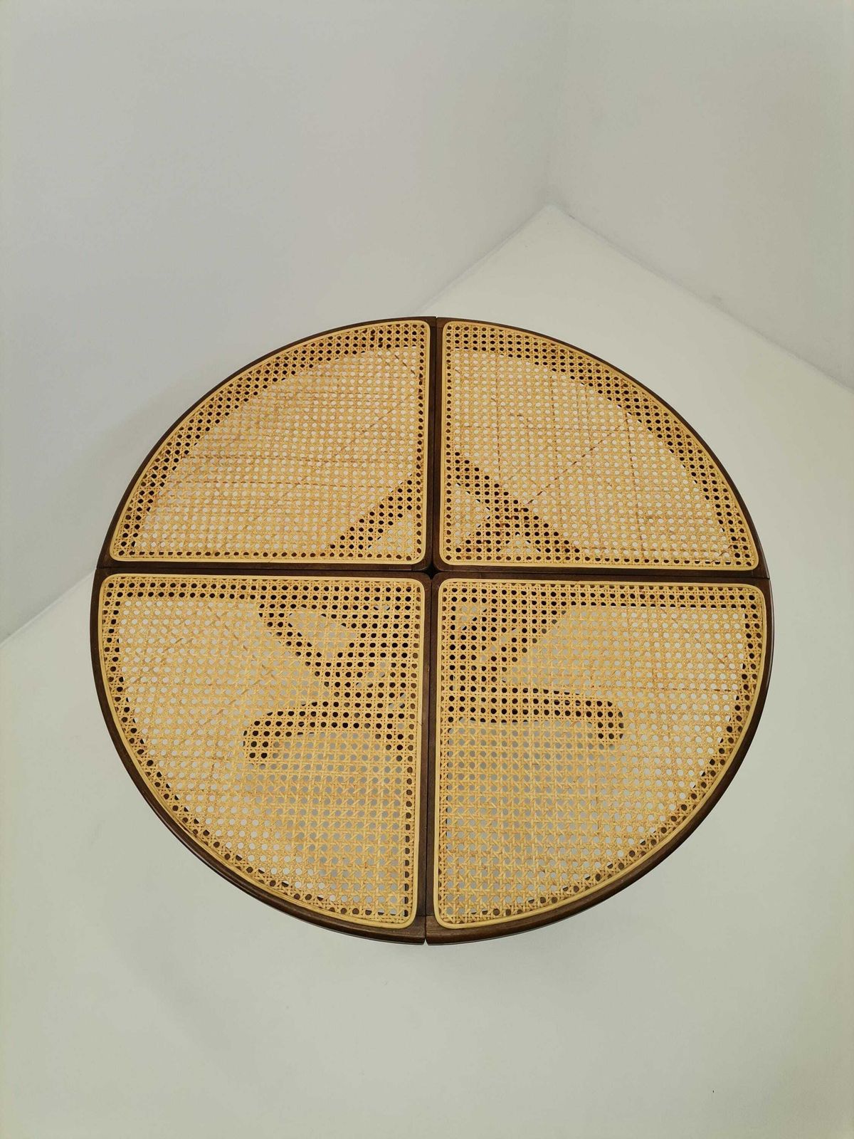 Vintage Dining Table With Cane Top: Attributed To Thonet Mundus, 60s Yugoslavia photo for sale