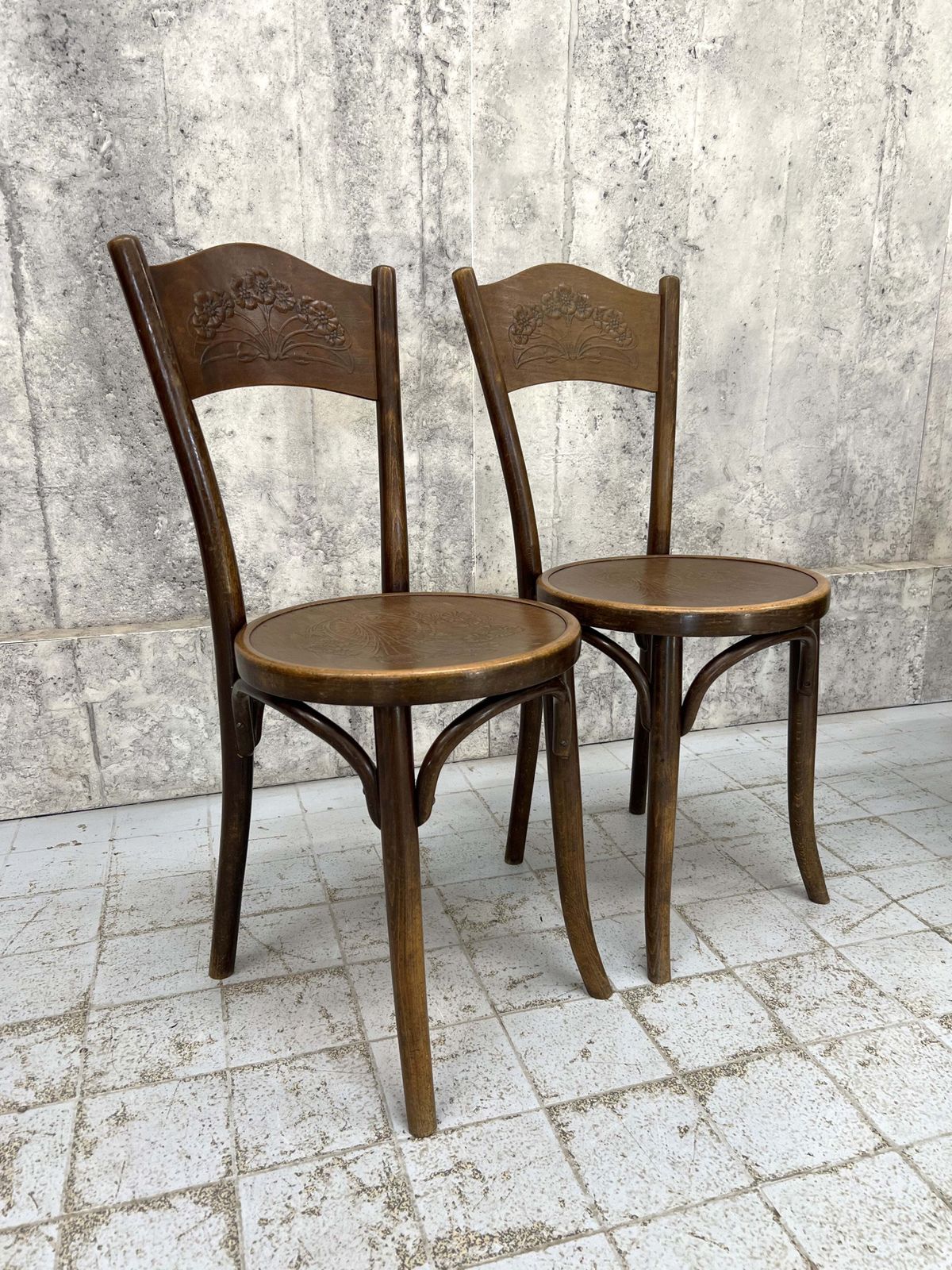 A Pair Of Embossed Bentwood Bistro Chairs photo furniture