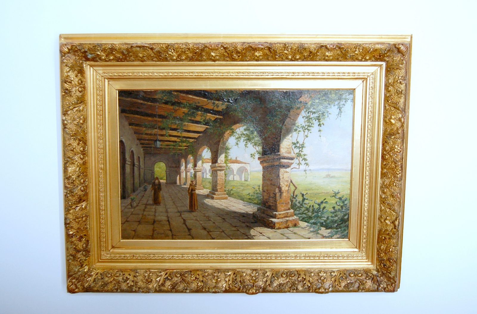 Achille Vianelli   Oil On Canvas   Il Chiostro 1886