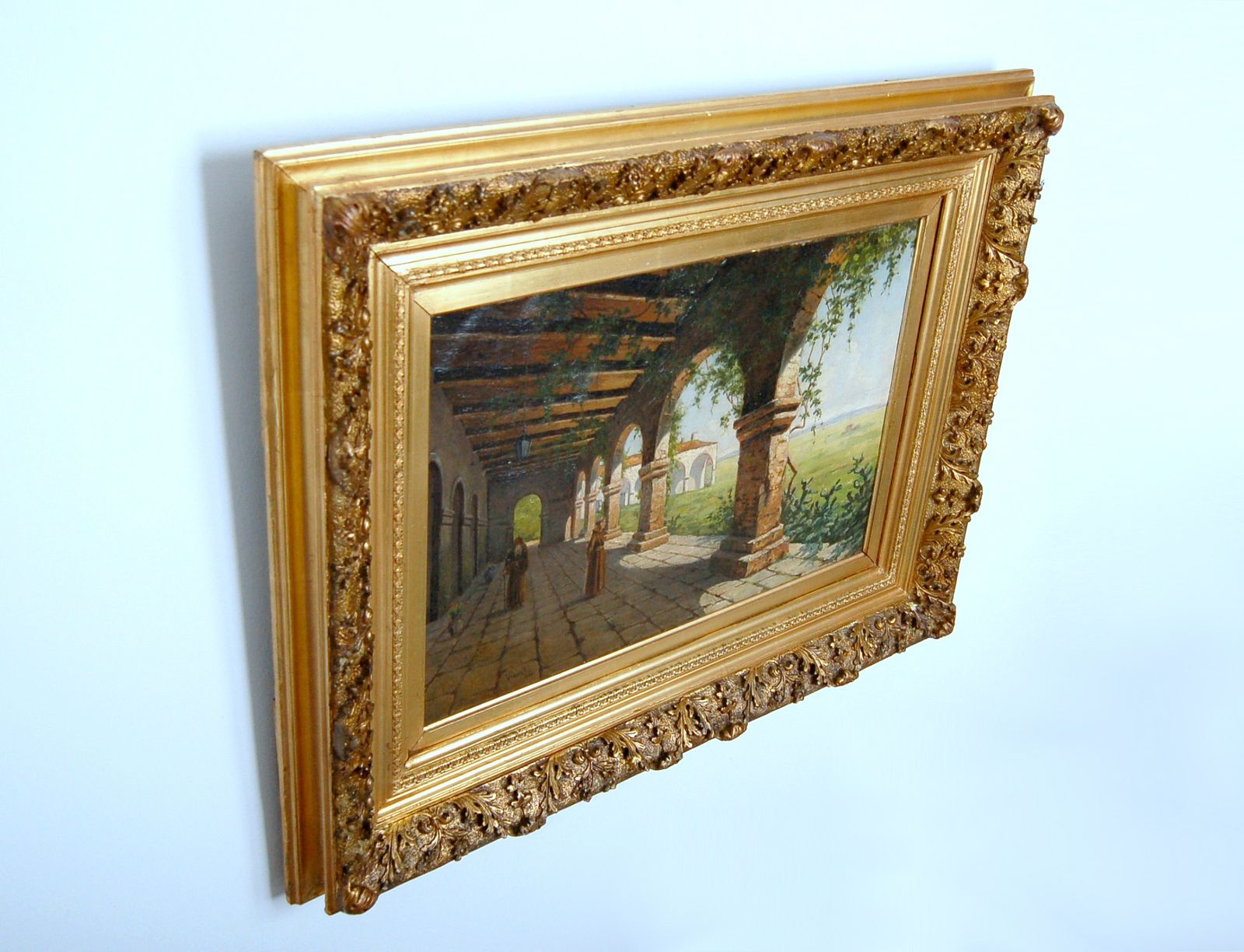 Achille Vianelli   Oil On Canvas   Il Chiostro 1886 photo vinterior