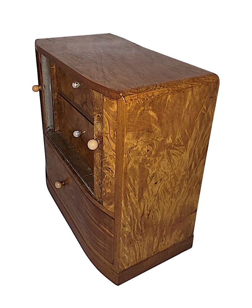 A Stunning Mid Century Design Satinwood Miniature Chest Or Jewellery Box photo for sale