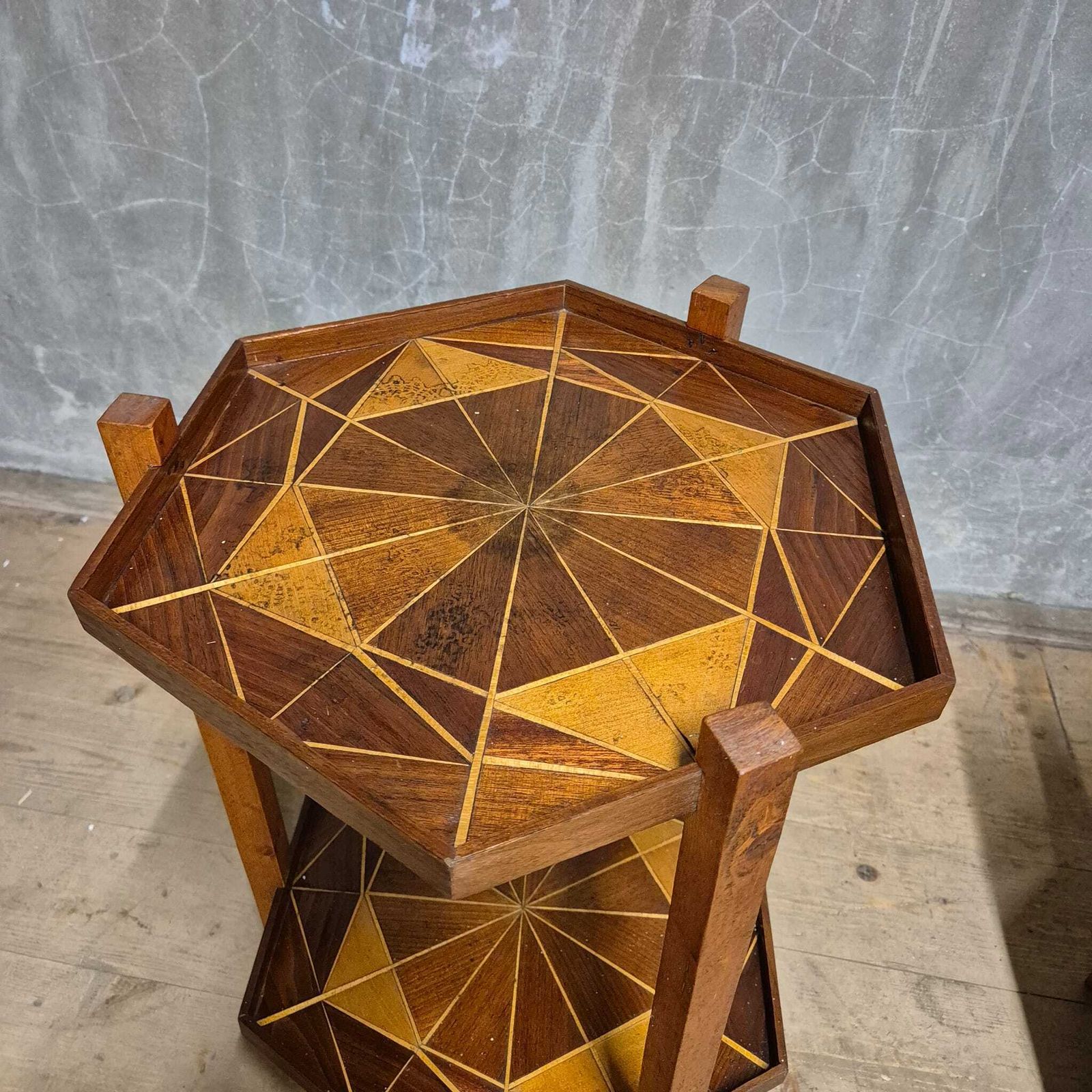 Mid Century Marquetry Two Tier Stand, Czechoslovakia, 1960s–1970s photo vinterior