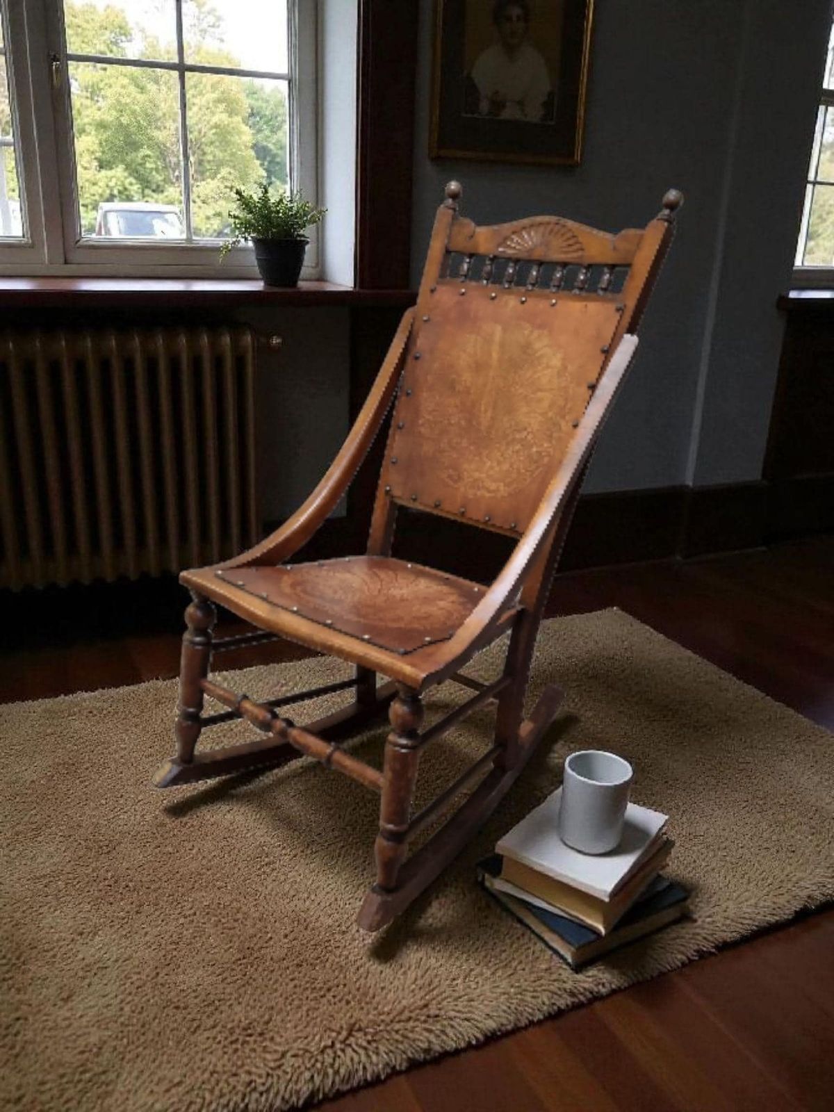 Antique Edwardian Century Beech Floral Occasional Rocking Chair photo furniture