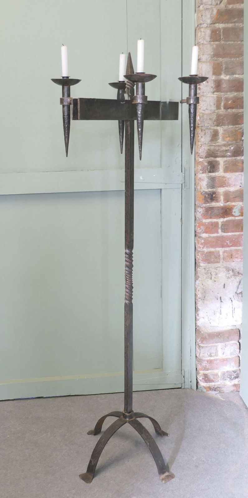 A Large Iron Candle Stick Or Torchère This Is A Tall Torchere, It Takes 4 Candles And Wil photo furniture