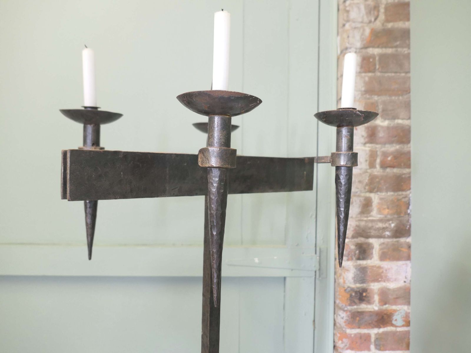 A Large Iron Candle Stick Or Torchère This Is A Tall Torchere, It Takes 4 Candles And Wil photo buy