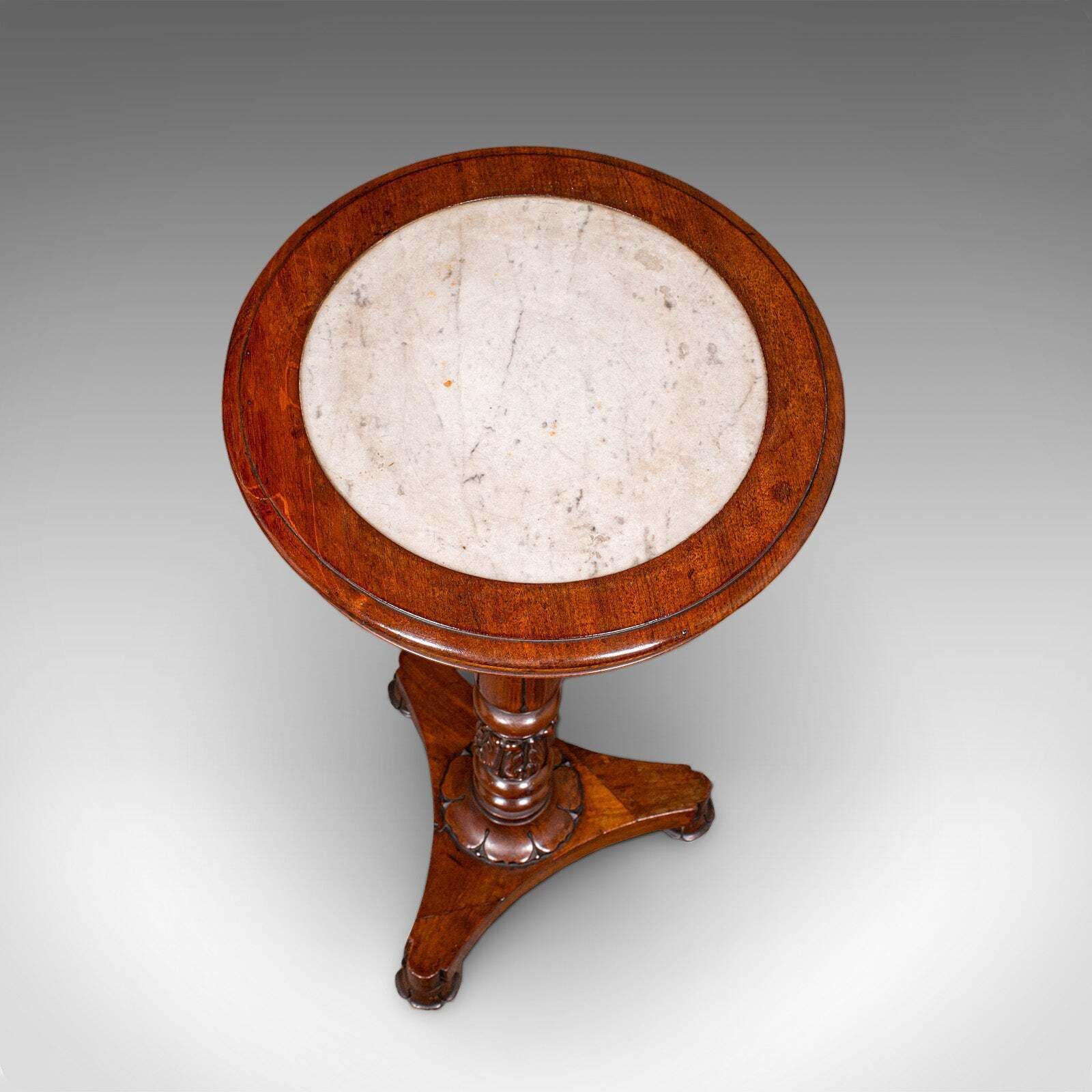 Antique Jardiniere Stand, English, Walnut, Marble, Planter Table, William IV photo vinterior