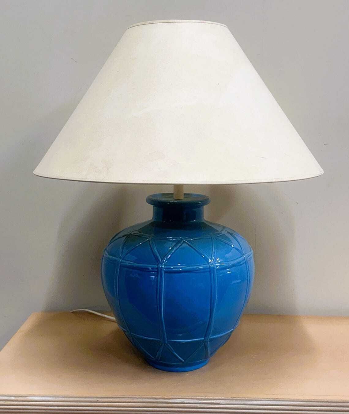 Louis Drimmer Franse Keramische Lamp – Blauw Geglazuurde Voet, Jaren 1980. Frankrijk photo 480.0