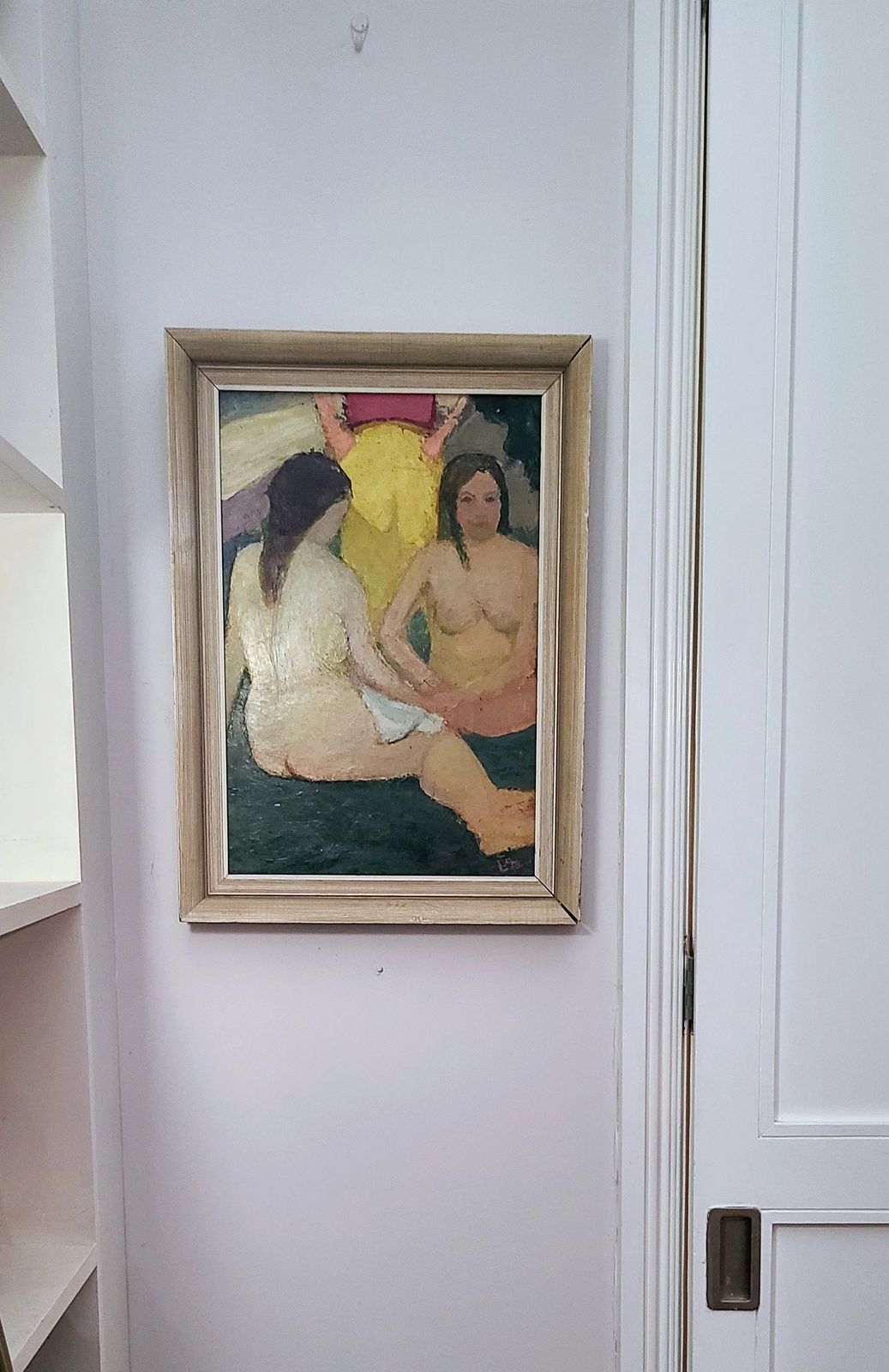 Original Vintage Framed Swedish  Mid Century Portrait= Seated Nudes 1945 photo vinterior