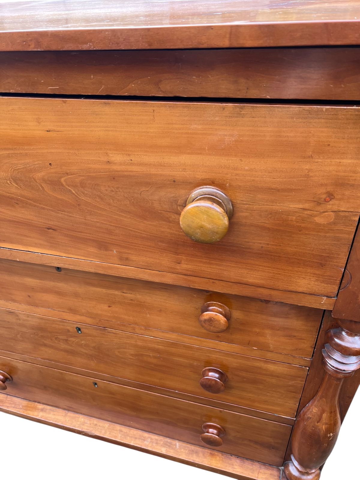 Antique 19th C Cherrywood Empire Chest Of Drawers photo 595.0