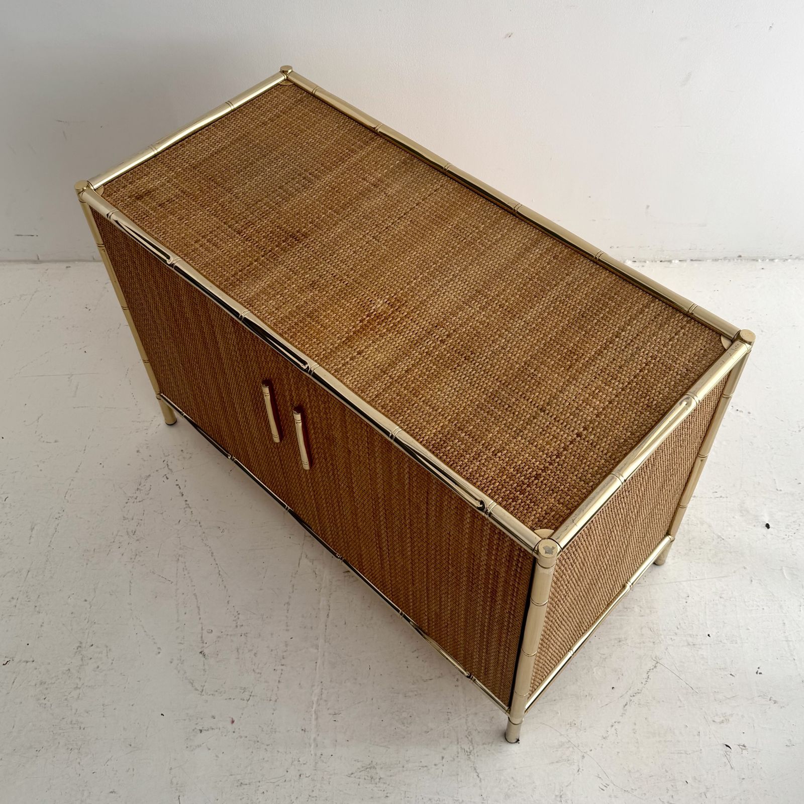 1980s Italian Faux Bamboo And Rattan Vivai Del Sud Cabinet photo vintage