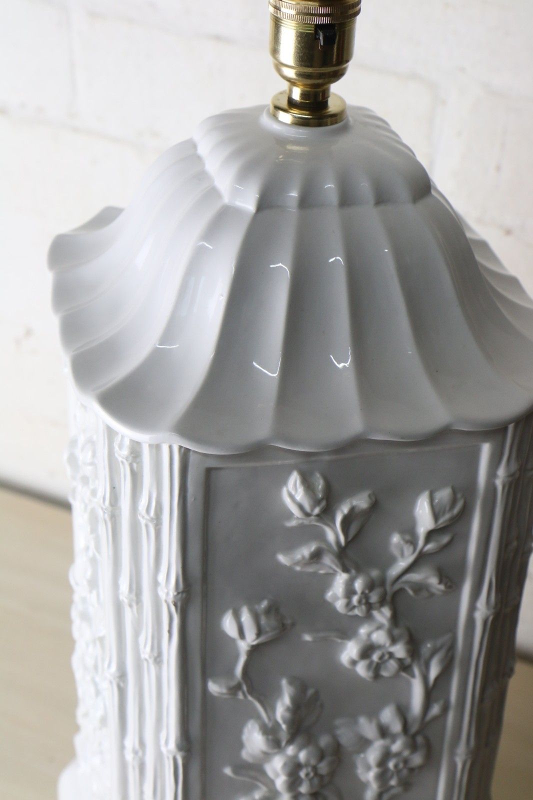 Lighting Vintage Table Lamp A Large Italian White Ceramic Lamp Oriental Themed 1970's photo