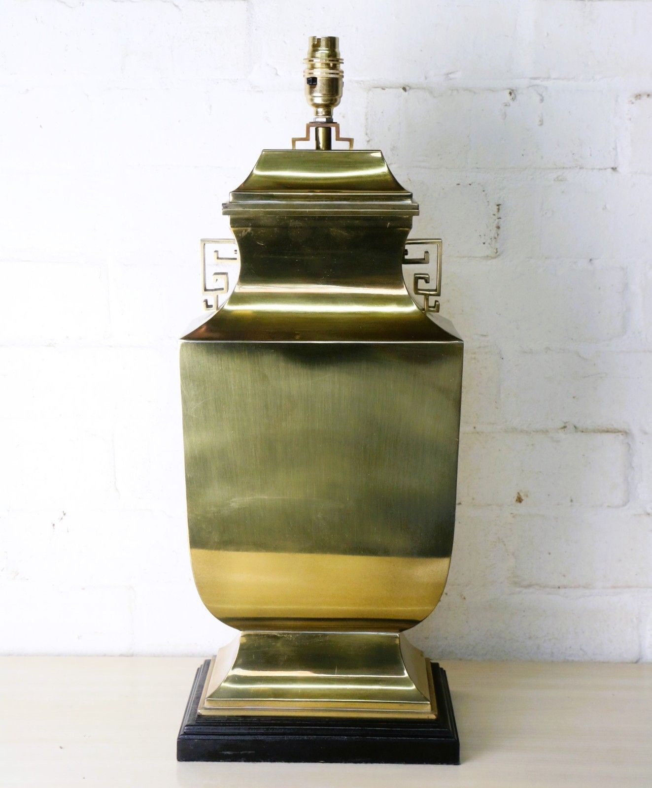 Table Lamp A Large Brass Japanese Lamp Lacquered Finish Late 20th C. Circa 1970s photo for sale