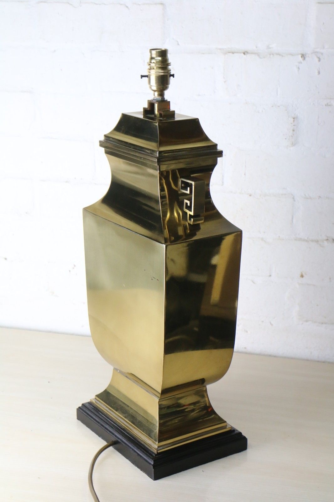 Lighting Table Lamp A Large Brass Japanese Lamp Lacquered Finish Late 20th C. Circa 1970s photo