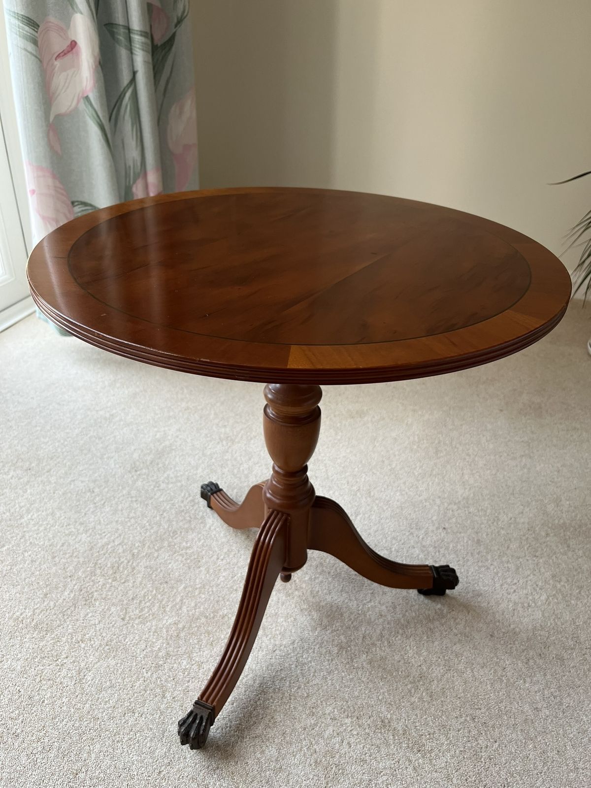 Pair Of Solid Yew Lexterten Occasional Tables – Matching 51 Cm Diameter Pieces photo for sale