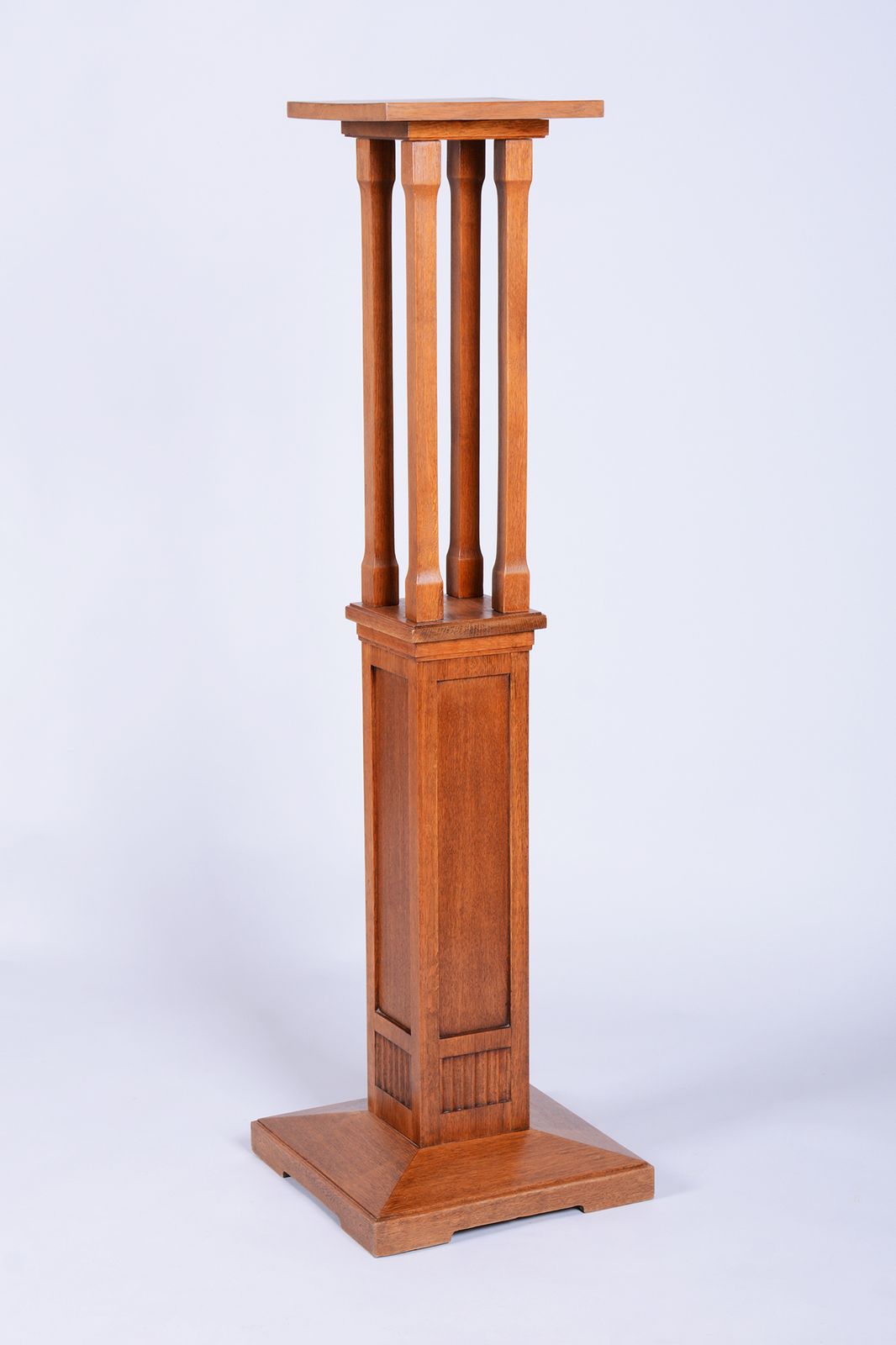 Restored Art Deco Pedestal, Oak, Revived Polish, Austria, 1910s