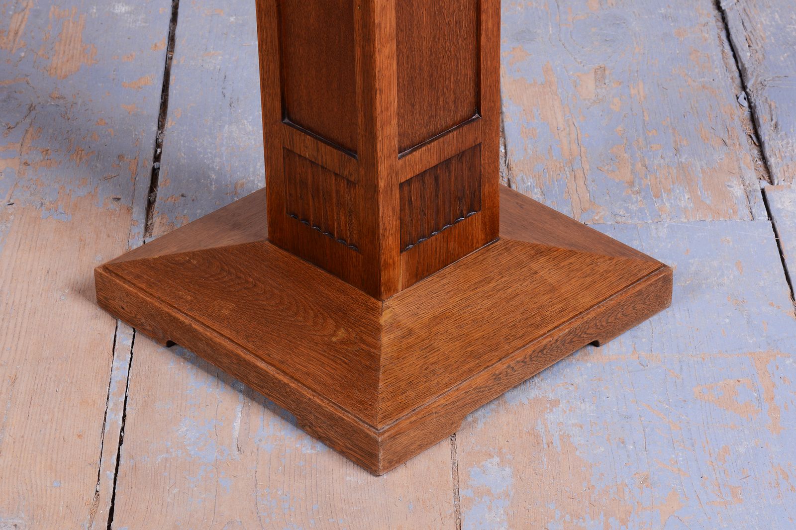 Restored Art Deco Pedestal, Oak, Revived Polish, Austria, 1910s photo vintage