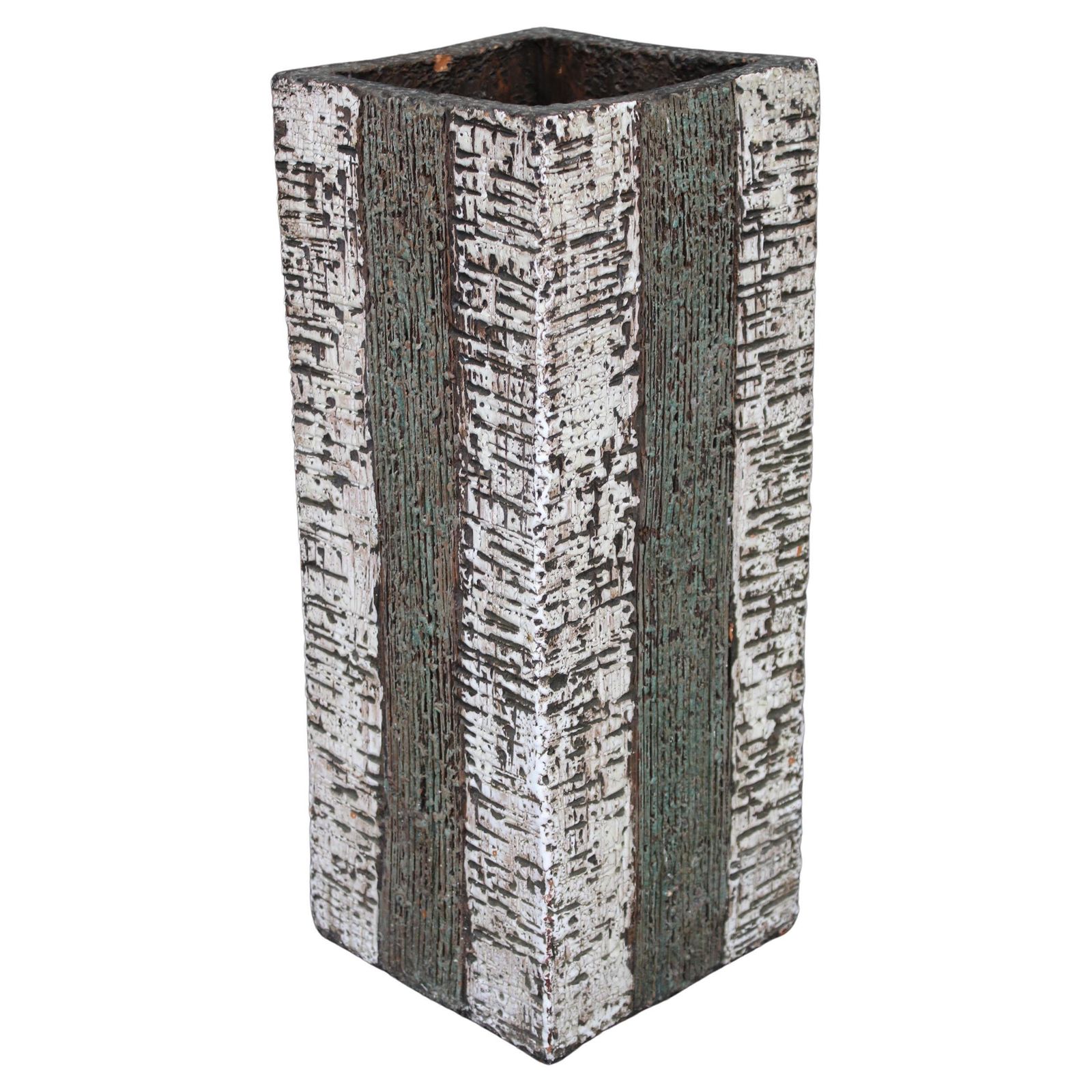 1970s European Brutalist Ceramic Vase – Tall Textured Mid Century Modern Form