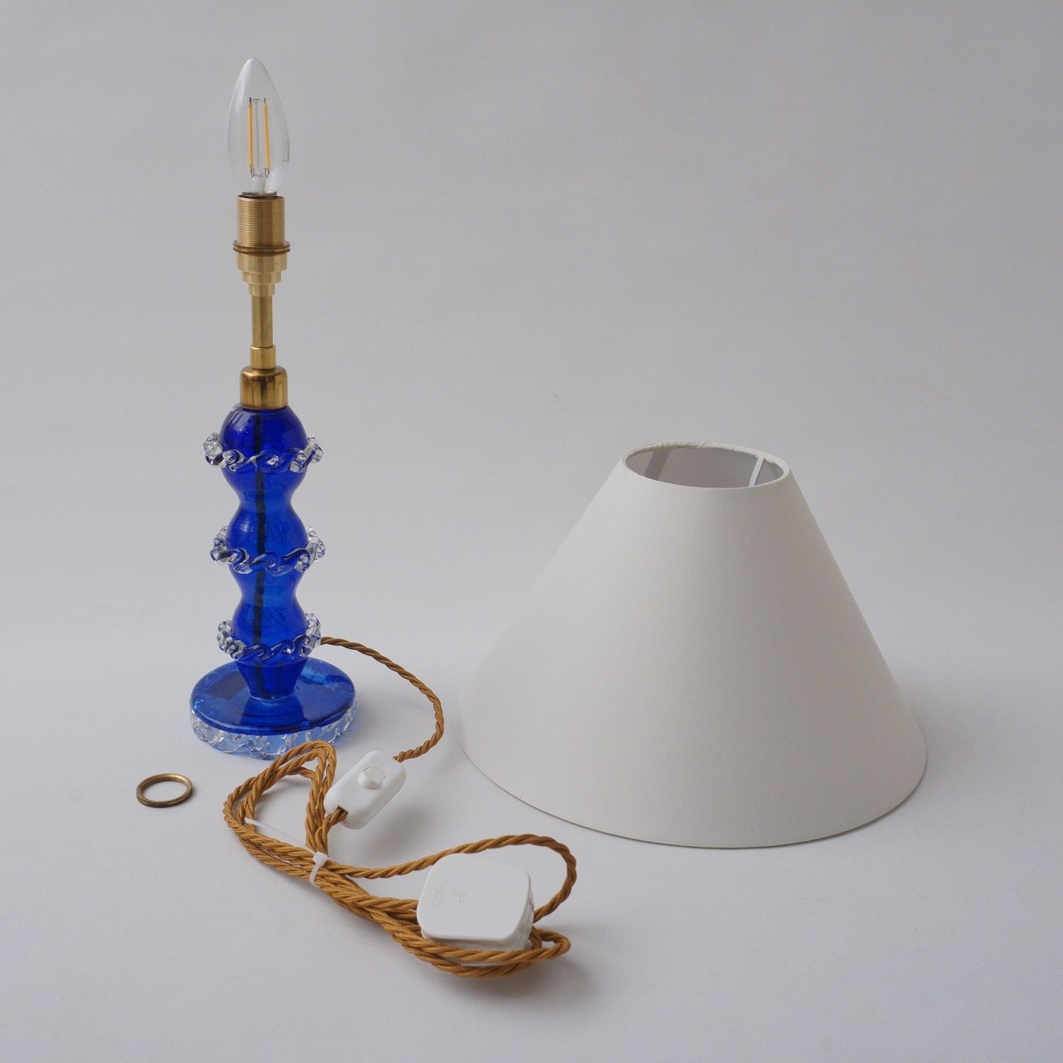 photo furniture Antique Murano Glass Table Lamp, Handblown In Cobalt Blue Crystal, Barovier & Toso, 1920`s Ca, Italian   Rewired