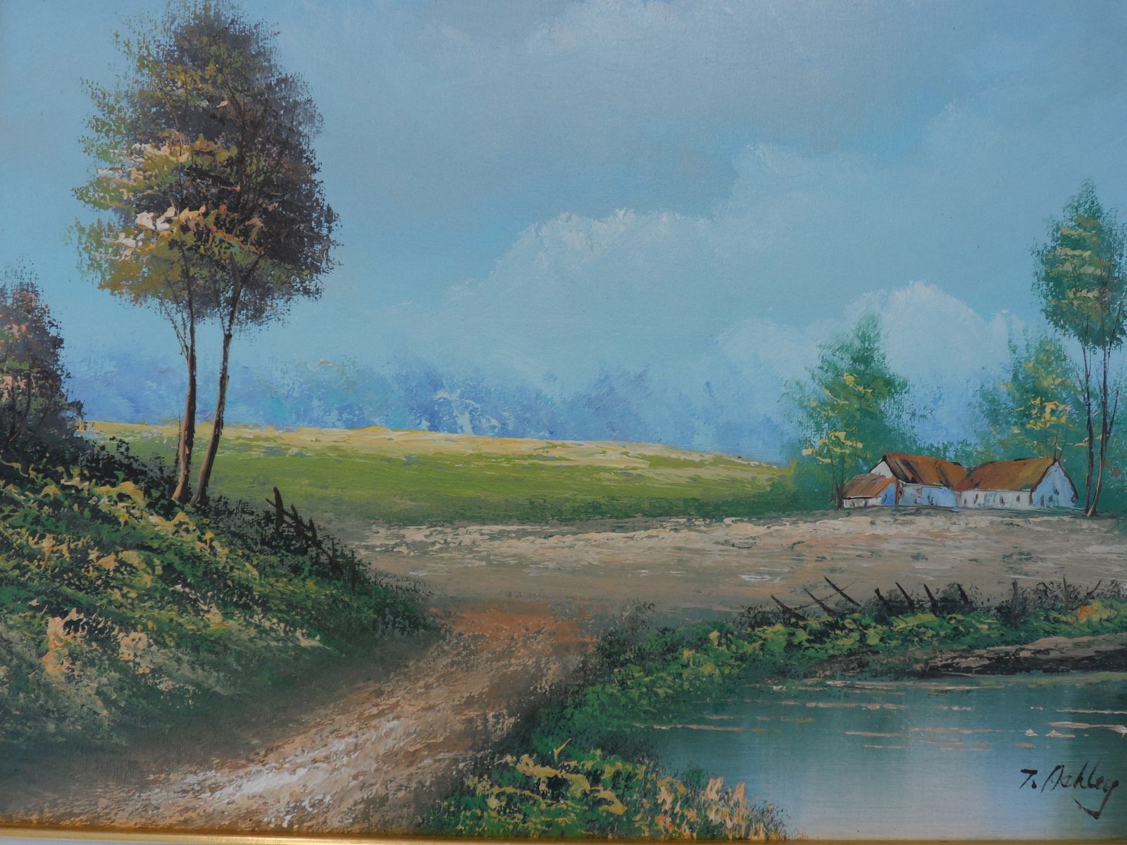 X2 Original Oil Paintings On Canvas   Landscape   Signed J Ashley photo vinterior