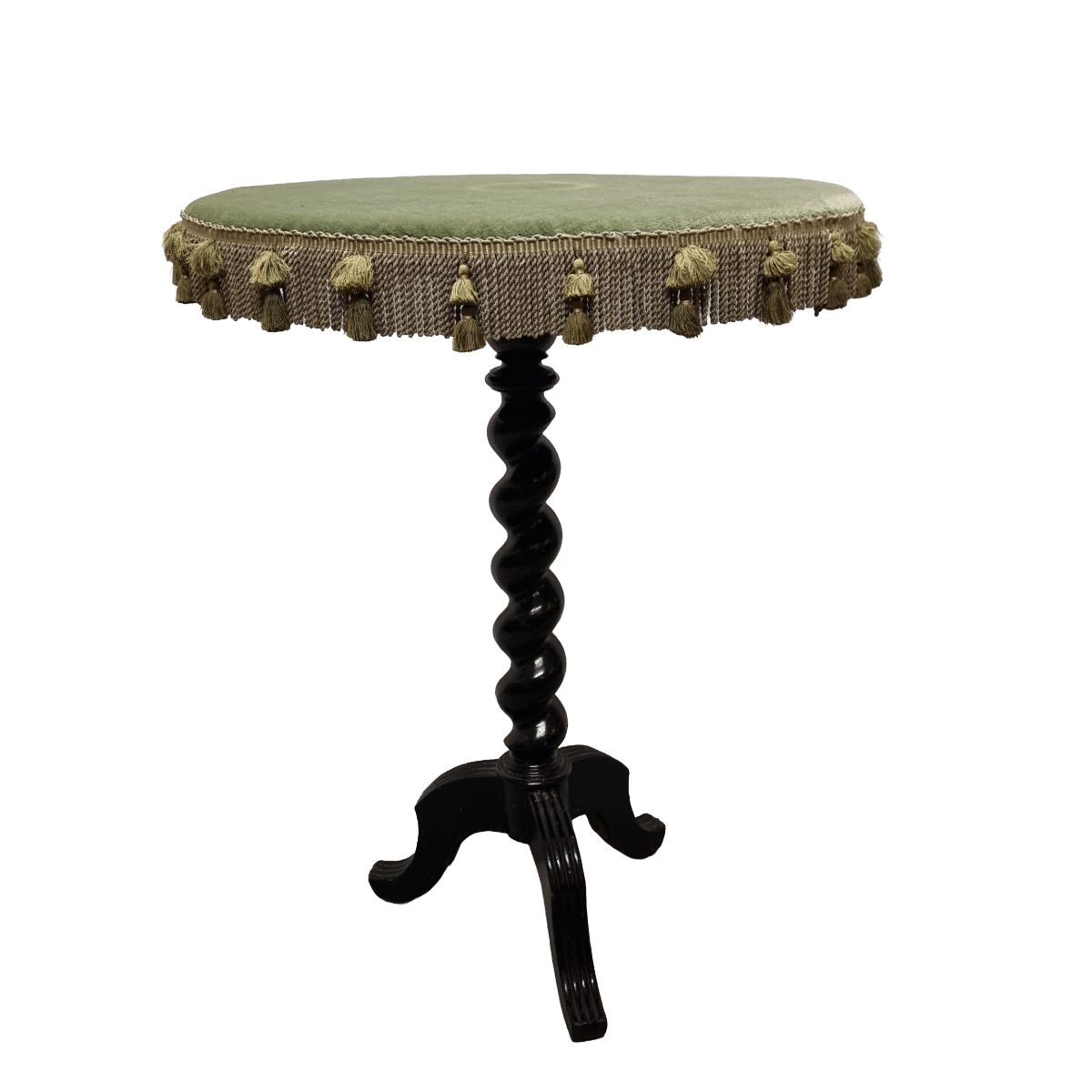 Antique French Table With Velvet And Fringes, Late 1800s